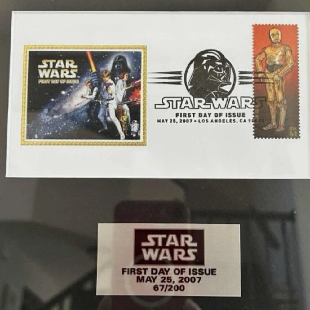 Framed 2007 Star Wars 1st Day of Issue Stamp Sheet 67/200 18”x13” - Picture 4 of 5